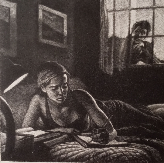 Art Werger | American B. 1955, "The Visitor", Mezzotint, 2010, Pencil Signed, | Free Shipping