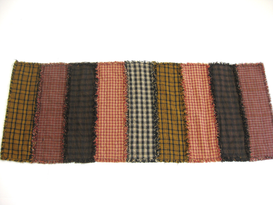 Quilted Table Runner, Rust Rag Runner