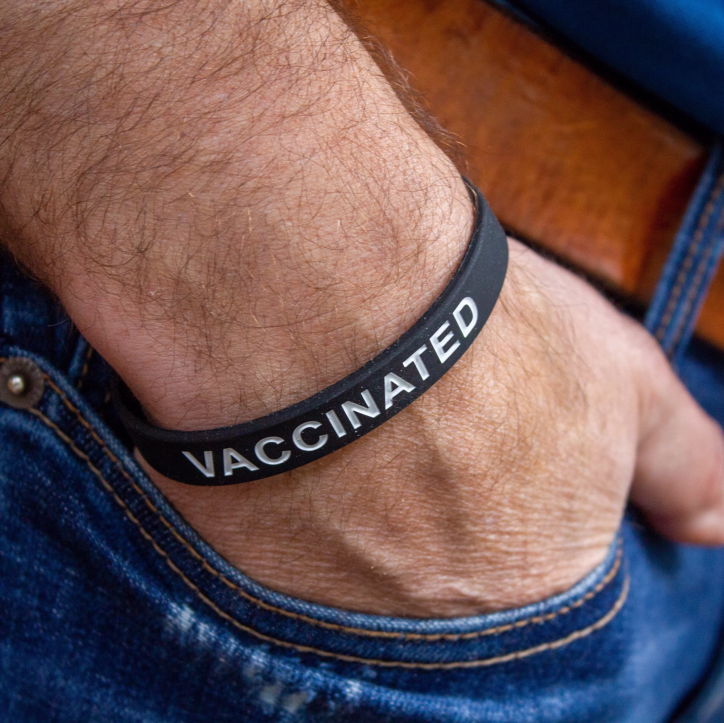 Black & White Vaccinated Silicone Wristband