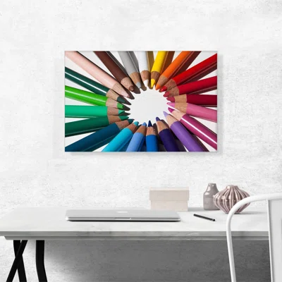 Circle Color Pencils Home Decor - Wrapped Canvas Photograph Print
