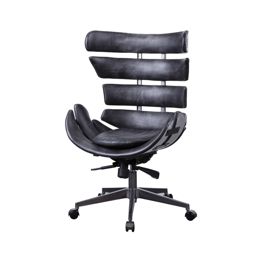 Megan Executive Office Chair in Vintage Black and Aluminum