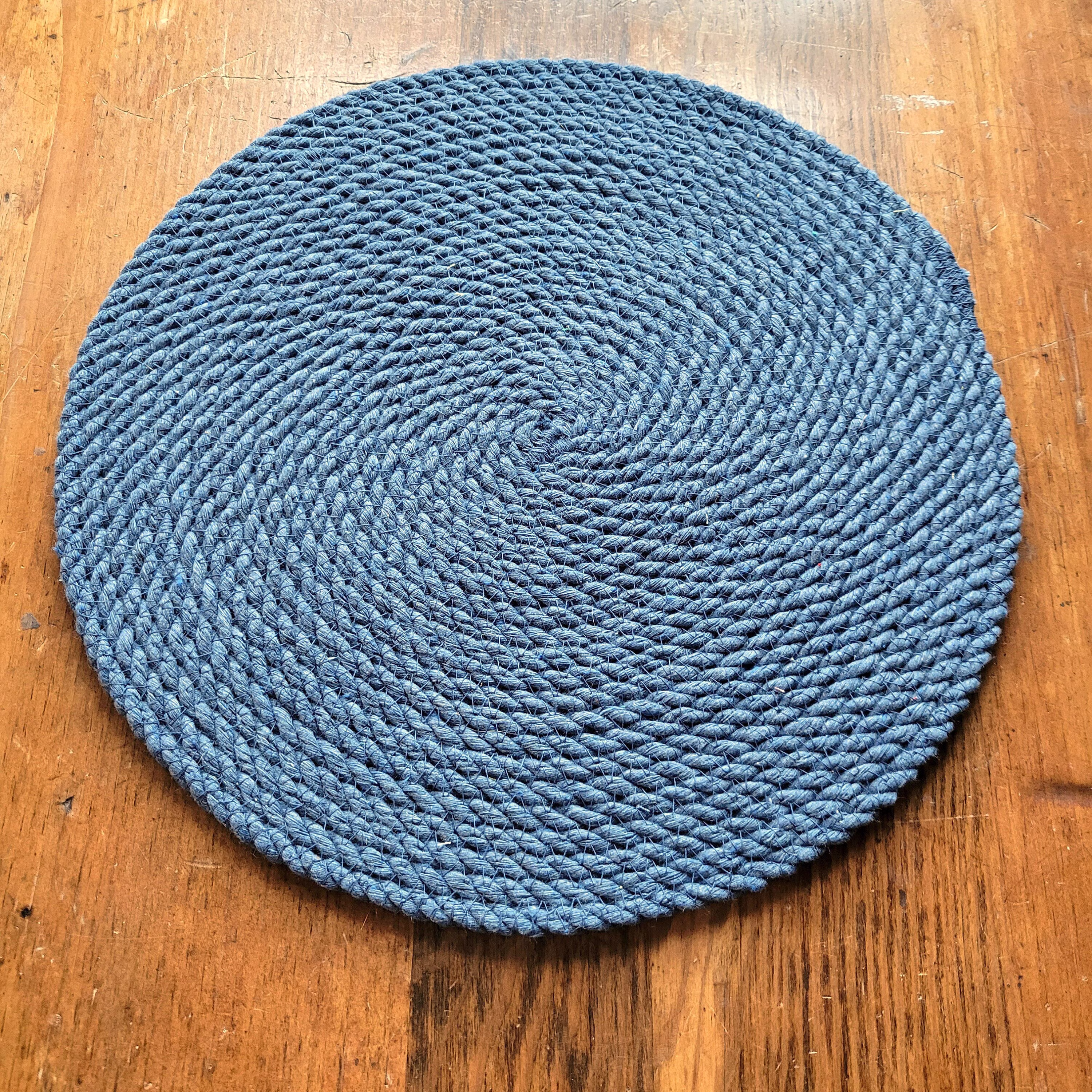 Denim Blue Coiled Rope Table Mat Solid Colors