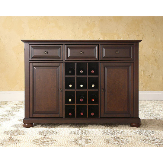 Alexandria Buffet Server / Sideboard Cabinet with Wine Storage in Vintage Mahogany Finish