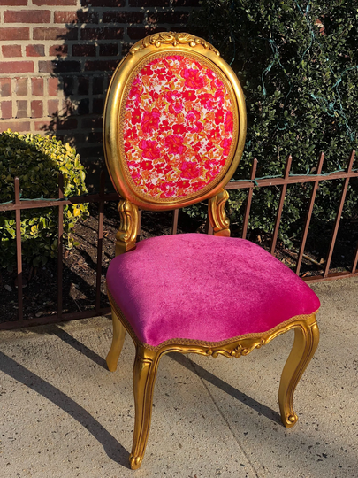 Floral Colorful Louis Xv Accent Chair