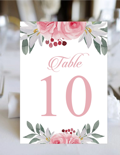 Table Numbers Rose Gold Blush Rustic Wedding | Seating Cards Item Tn-619-3 Lovebirdslane