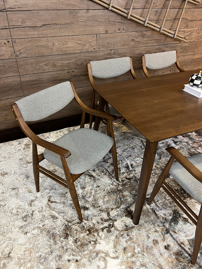 5 Pieces Dining Set 4 Chairs & 47" Table, Mid Century Modern Solid Wood Set, Kitchen Rectangular Table