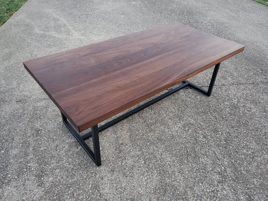 American Black Walnut Coffee Table With Custom Steel Base, Walnut