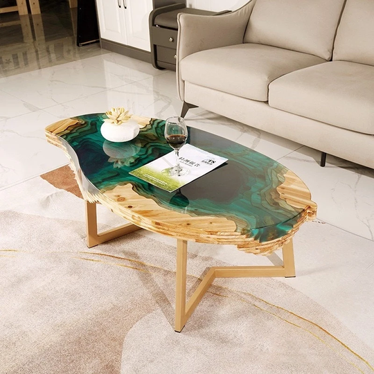 Mango Epoxy Resin River Table Ocean Abyss Solid Wood Creative Handmade Tea Special-Shaped Small Family Living Room