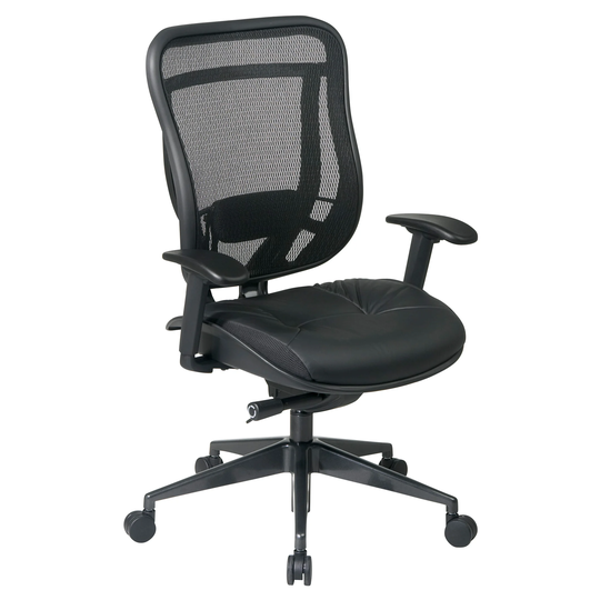 Big and Tall Executive High Back Office Chair with Breathable Mesh Back and Top Grain Genuine Leather Seat