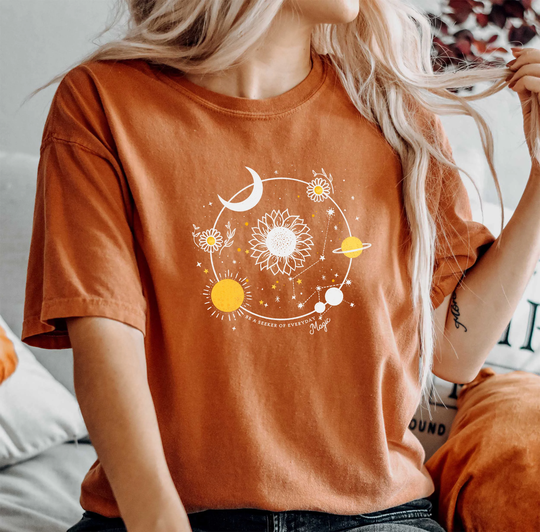 Comfort Colors Mystical White Celestial Shirt, Top, Animals T-Shirt, Comfy Oversized Boho Shirt