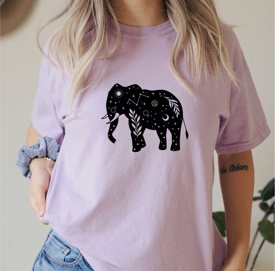 Comfort Colors Celestial Animals Shirt, Elephant Top, T-Shirt, Comfy Oversized Boho