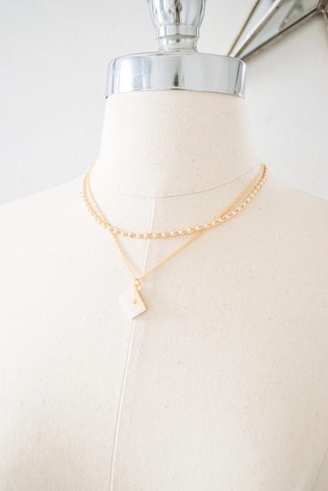 Pearl Necklace, Envelope Necklace, Beaded Necklace, Freshwater Pearls, Mother Of Pearl, Layering Necklace, Nacre Necklace, Dainty Gold Necklace