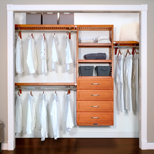 John Louis Home 12in. Deep Solid Wood 4-Drawer Woodcrest Premier Organizer Carmel
