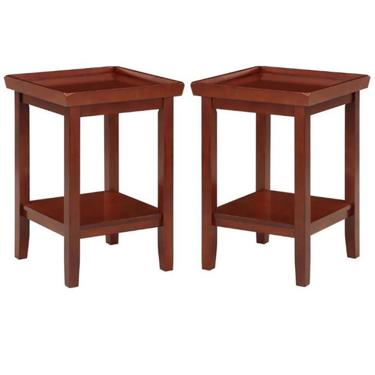 Ledgewood End Table with Shelf in Mahogany Wood Finish - Set of 2 - 54 x 84