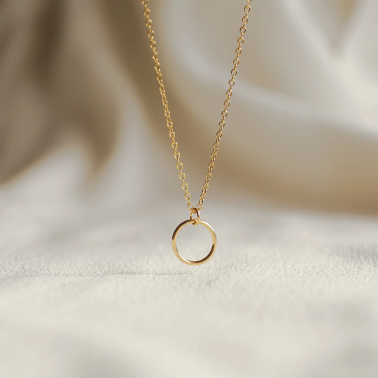 Circle Necklace Small Eternity Necklace, Simple Gold Dainty Circle Silver, Karma Ring Necklace
