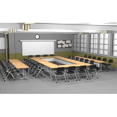 32 Person Training Meeting Seminar Tables with Modesty Panels and 32 Chairs Complete Set