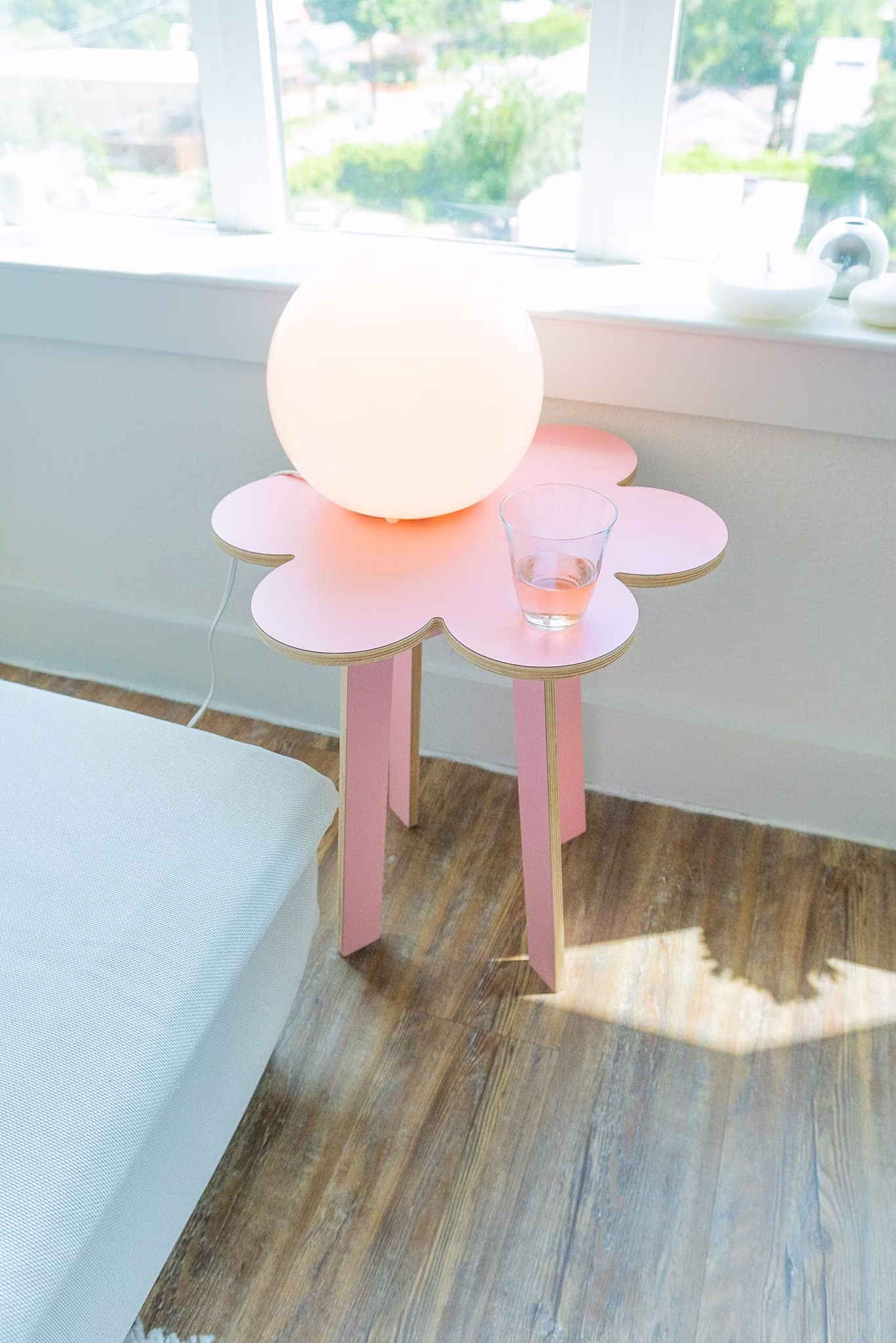 Pink Side Table Décor Barbiecore Wavy Furniture Accent Cute Scandinavian Scandi For Bedroom