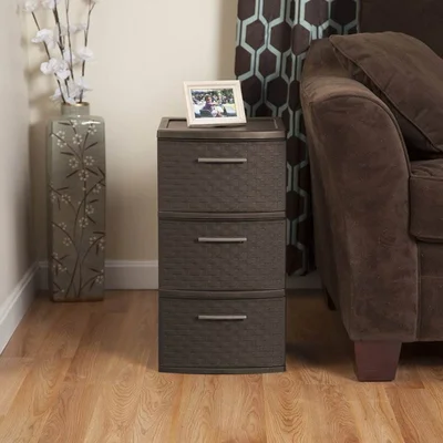 Wicker Weave Decorative 3 Drawer Storage Chest