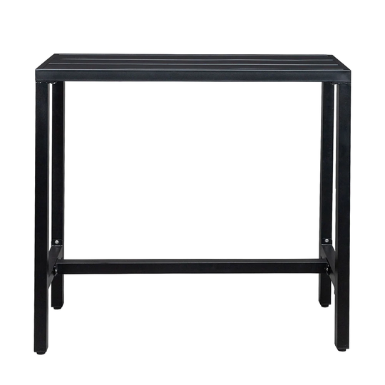 40" Iron Patio Bar Table with Footrest Slat, Black