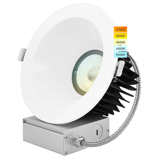 Luxrite 6" LED Recessed Lighting with J-Box 24W 1850 Lumens 5 Color Selectable Dimmable Wet Rated IC Rated ETL Listed