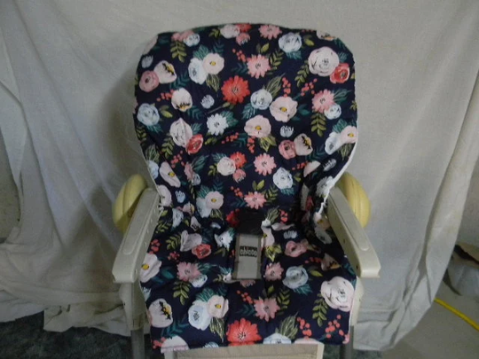 Polly High Chair Cover in Navy With Flowers