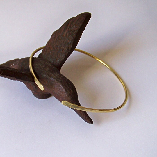 Gold Armlet - Armband With Hammered Ends Upper Arm Jewelry Band German Silver Brass Bronze Copper