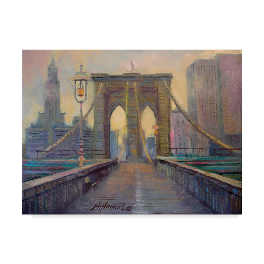 Hall Groat Ii 'Brooklyn Bridge Stone' Canvas Art - Multi-color