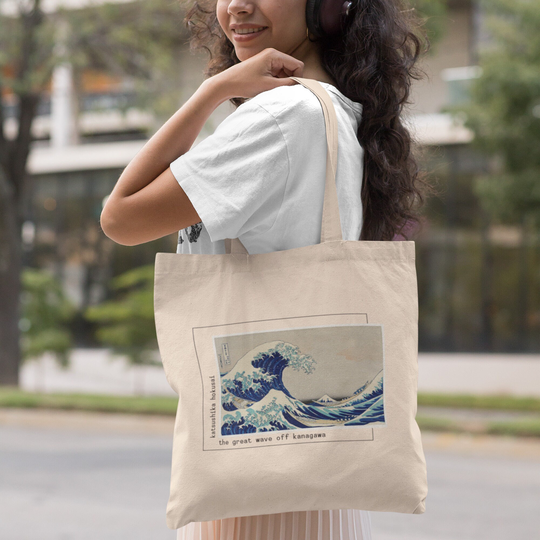 Hokusai The Great Wave Off Kanagawa Canvas Tote Bag, Vintage Retro Aesthetic Japanese Fine Art Shopping Best Friend Gift