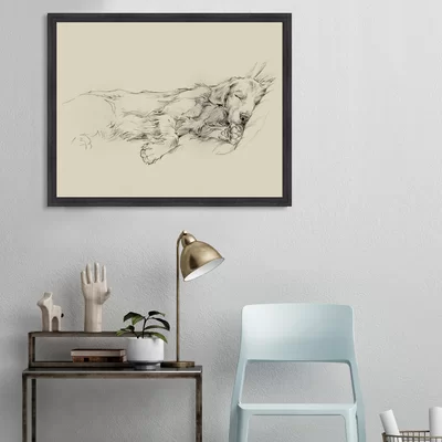 'Dog Days III' Framed Drawing Print