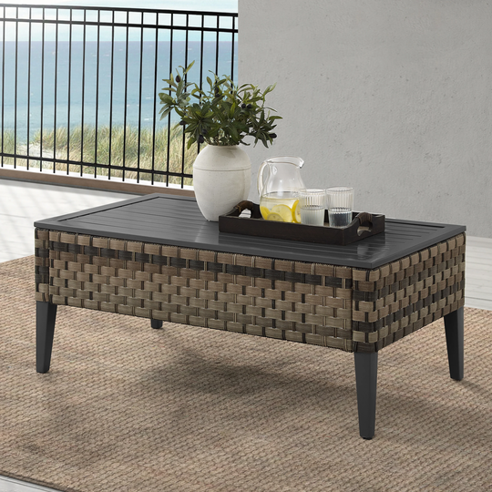 Prescott Outdoor Wicker Coffee Table - 24"x43.25"x17.13"