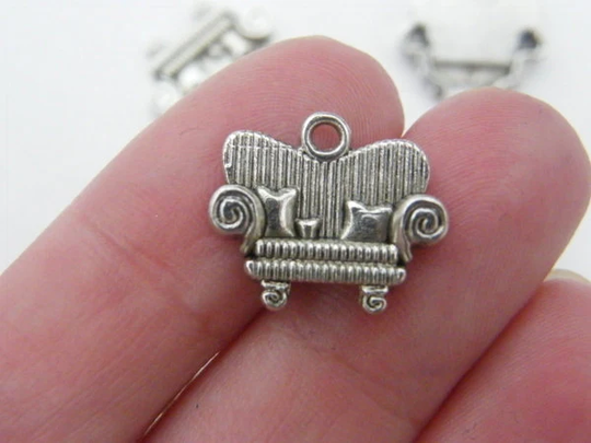 Bulk 50 Couch Sofa Charms Antique Silver Tone P628