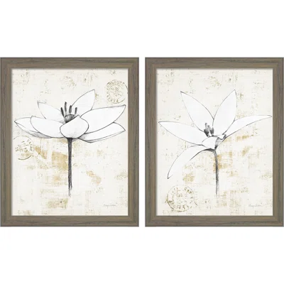 Pencil Floral Gold By Avery Tillmon, Framed Art (Set Of 2)