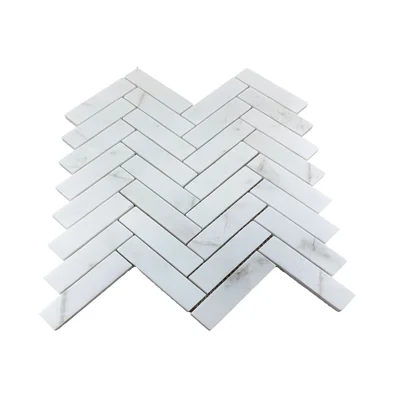 1" x 4" Marble Herringbon Mosaic Wall & Floor Tile
