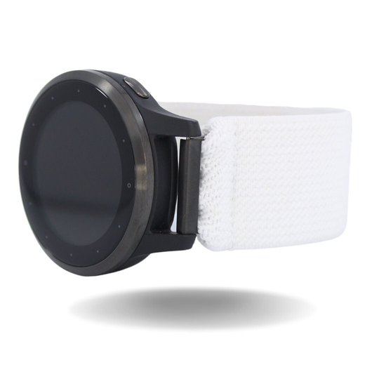 Elastic Watch Band For Garmin Vivoactive 4S - Solid White Boho With 18mm Specialty Adapters | Handmade Stretchy Strap