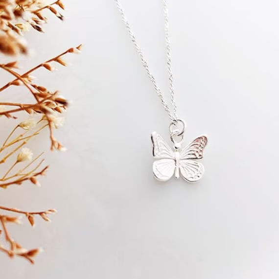 Butterfly Necklace 925 Silver Butterfly Pendant, Dainty Minimalist Layering Necklaces, Animal Jewellery For Girls