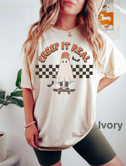 Comfort Colors® Chreep It Real Shirt, Vintage Ghost Halloween Shirt, Retro Fall Iprintasty Halloween