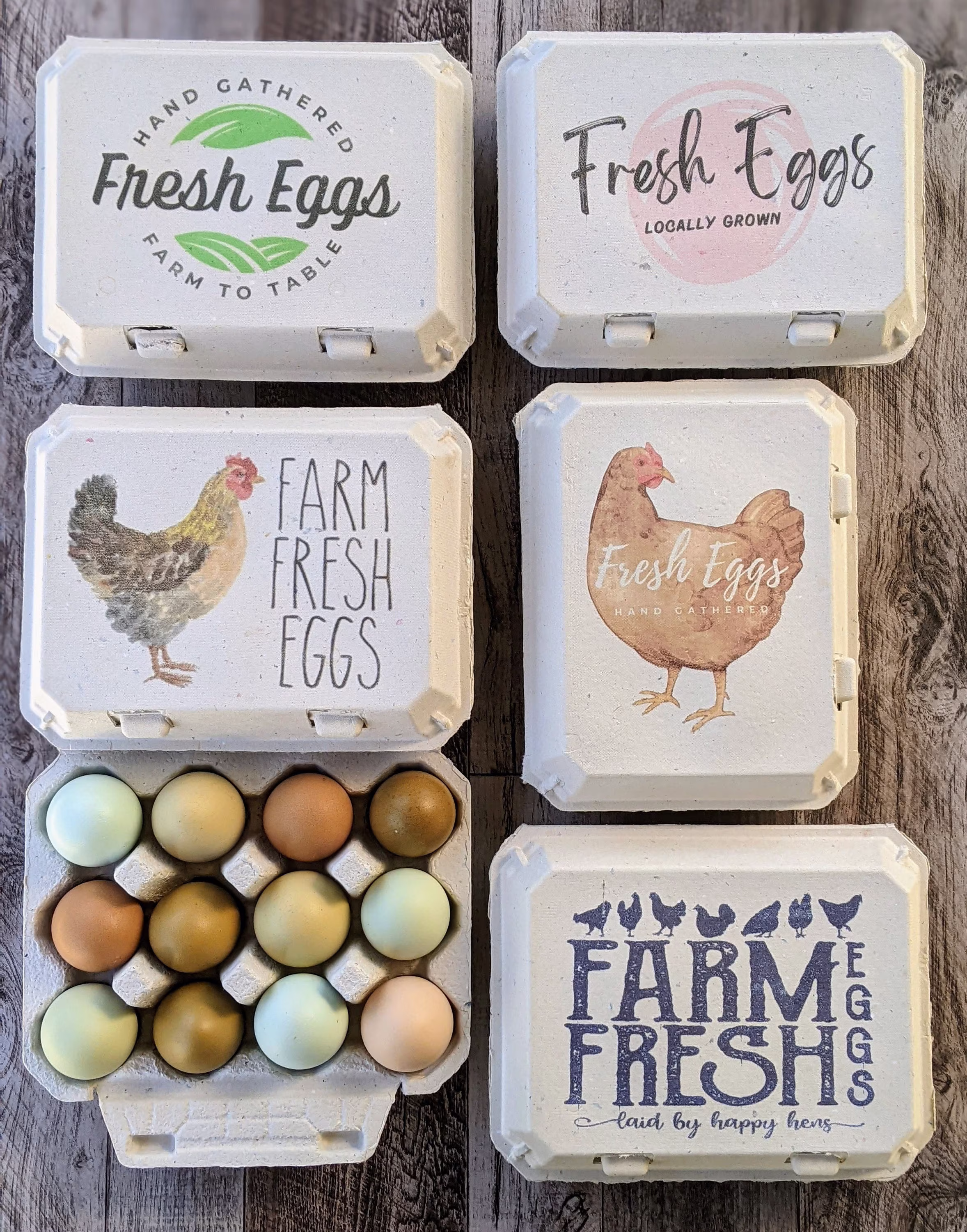 Color Printed Vintage Egg Cartons - Variety Pack, Full Dozen, Themed, All Custom Made Designs. Sets Of 5 Or 10