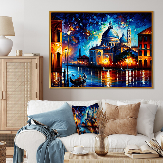 Designart 'Colorful Venice City' Cityscapes Framed Canvas Art Print