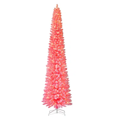 9' H Slender Pink Pine Christmas Tree with 450 Lights