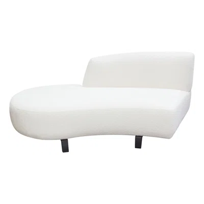 Vesper Curved Armless Right Chaise In Faux White Shearling W/ Black Wood Leg Base By Diamond Sofa