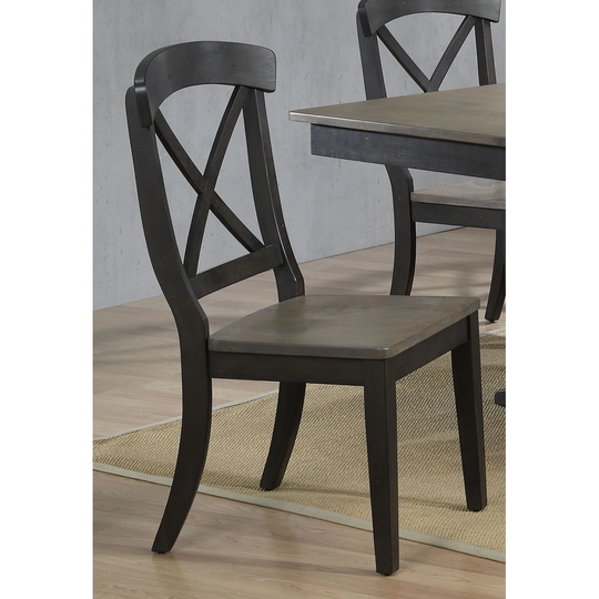 Antique Grey Stone Black Stone Transitional X-Back Dining Chair