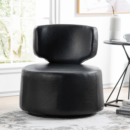 29" Wide Black PU Leather Swivel Chair