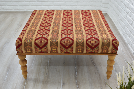 Square Coffee Table With Wooden Legs/Handmade Quality Wood Work Bench Large Coffee Table Multipurpose Seat Stool Pouffe