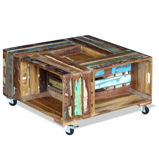 Coffee Table Solid Reclaimed Wood 27.6"x27.6"x13.8"