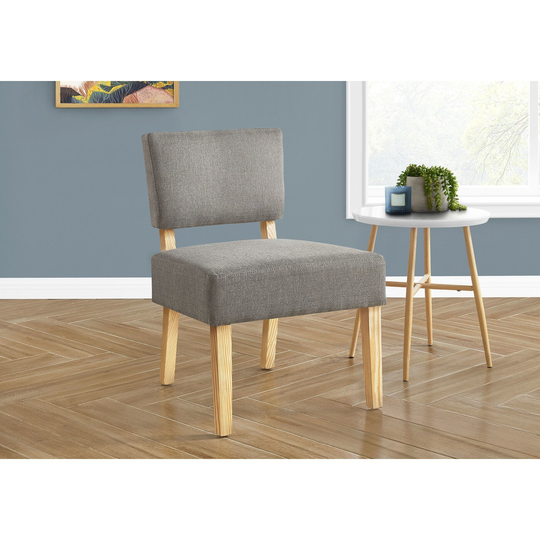 Upholstered Light Grey Linen-Look Fabric Accent Chair
