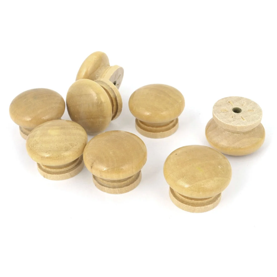 Replacement Wood Color Round Shape Handle Wood Drawer Knobs 8 Pcs - Wood Color