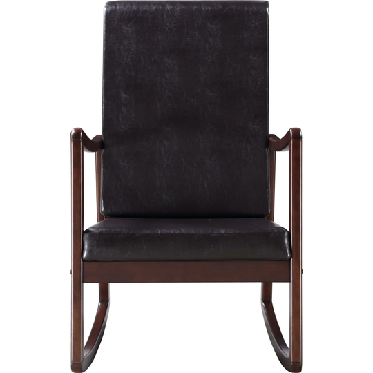 PU Upholstered Rocking Chair in Dark Brown and Espresso