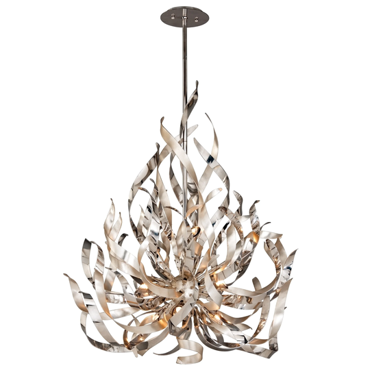 Corbett Lighting Graffiti 9-light Silver Leaf Pendant with Smoked Crystal
