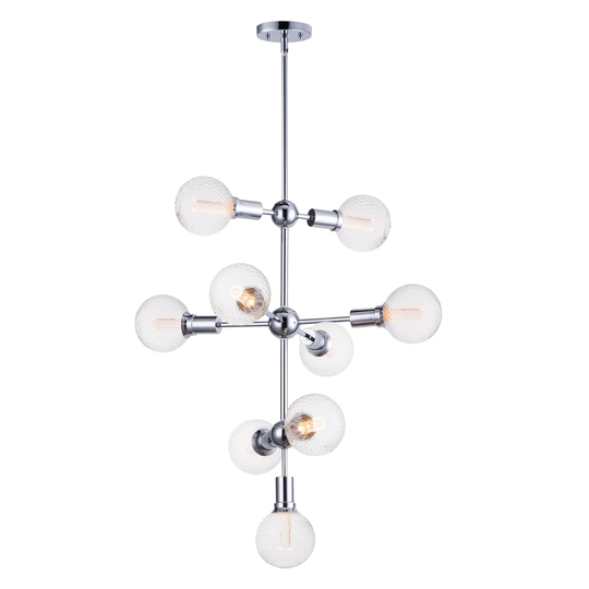 Molecule 9-Light Pendant with G40 PR LED Bulbs - Polished chrome