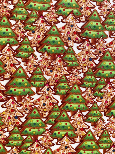 Christmas Tree Gingerbread Cookie Quilting Cotton Fabric By 1/4 1/2 Yard Or Fat Quarter, Food